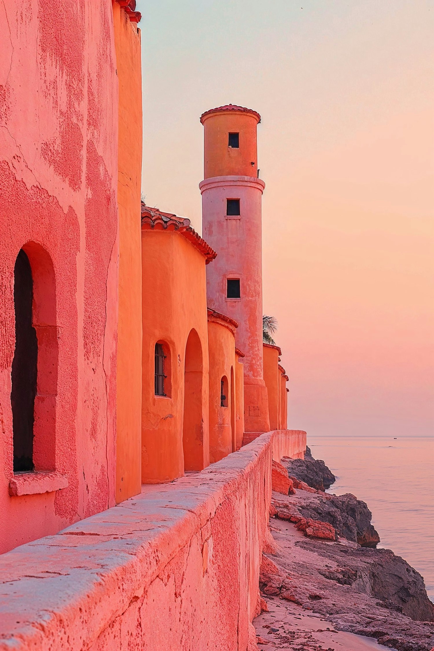 Historic Mediterranean Building at Sunset