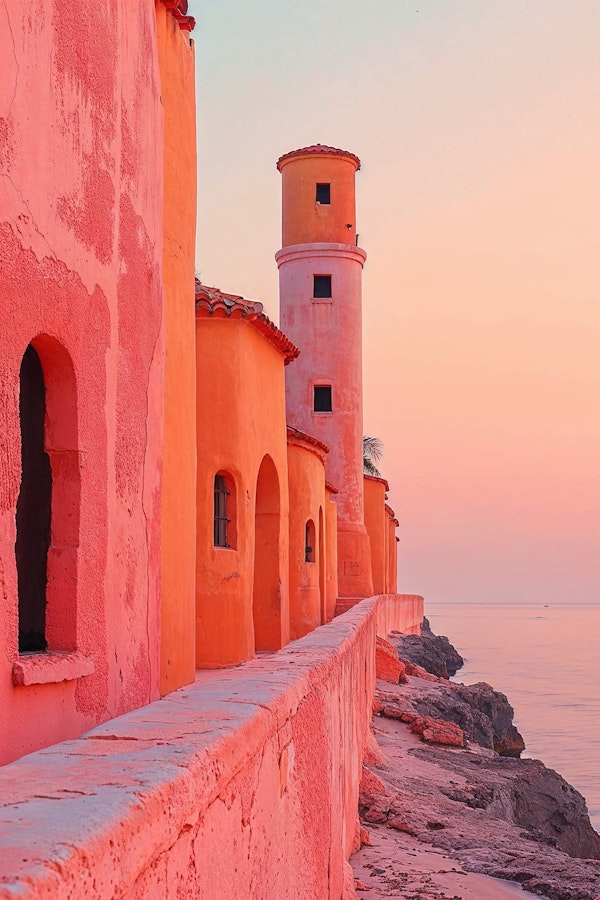 Historic Mediterranean Building at Sunset