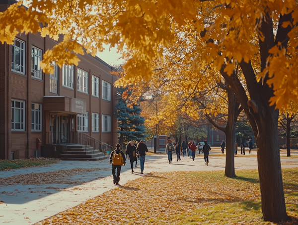 Serene Autumn on College Campus