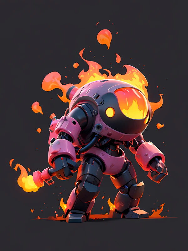 Futuristic Flaming Robot