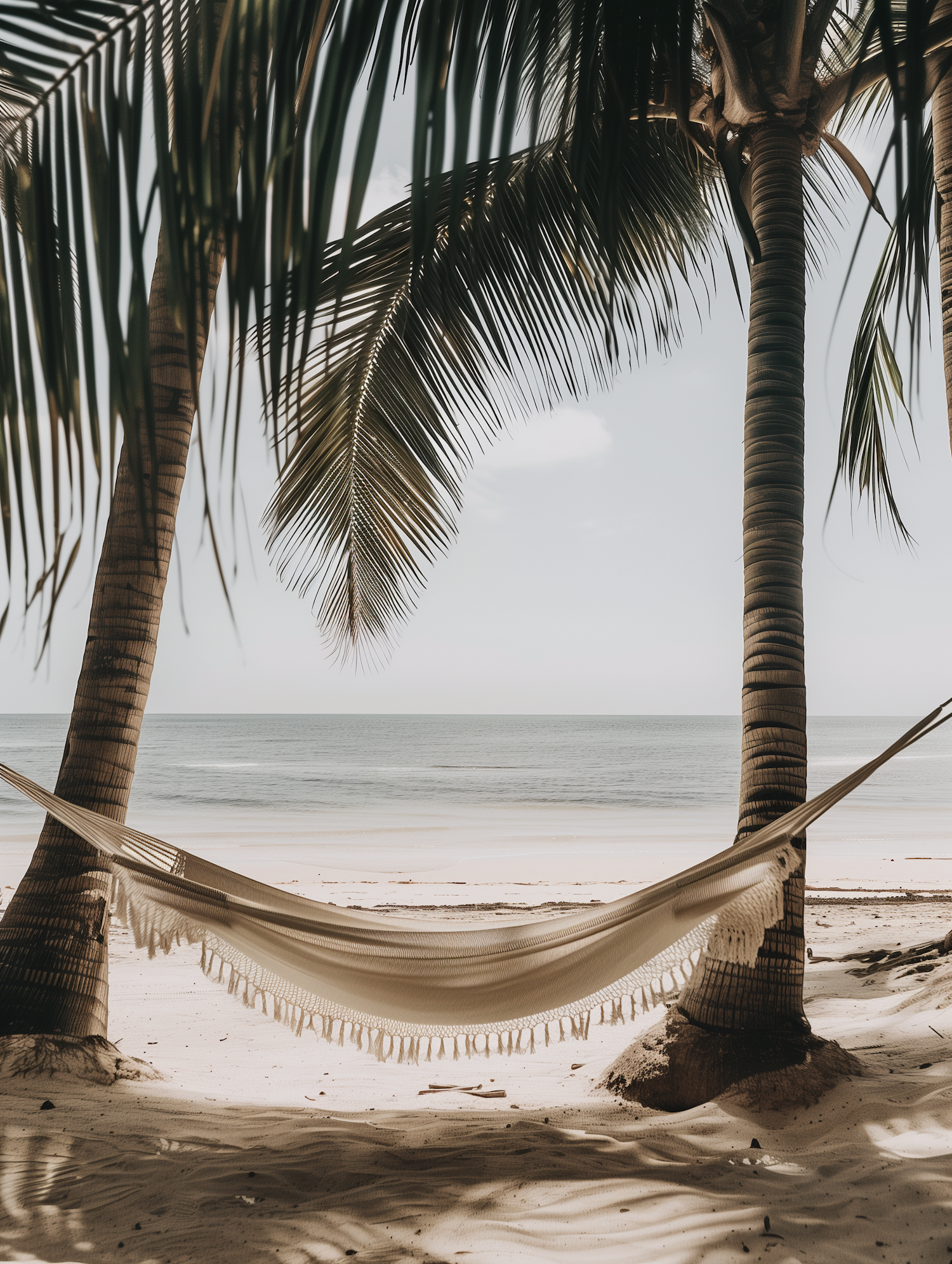 Serene Beach Scene with Hammock