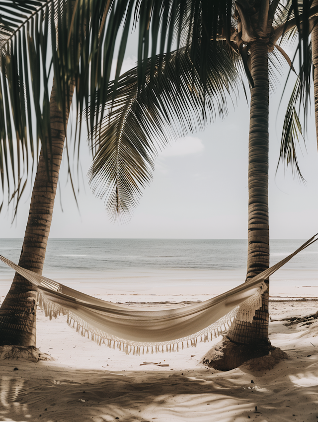 Serene Beach Scene with Hammock