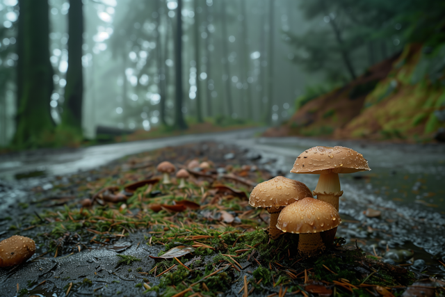 Misty Forest Mushrooms