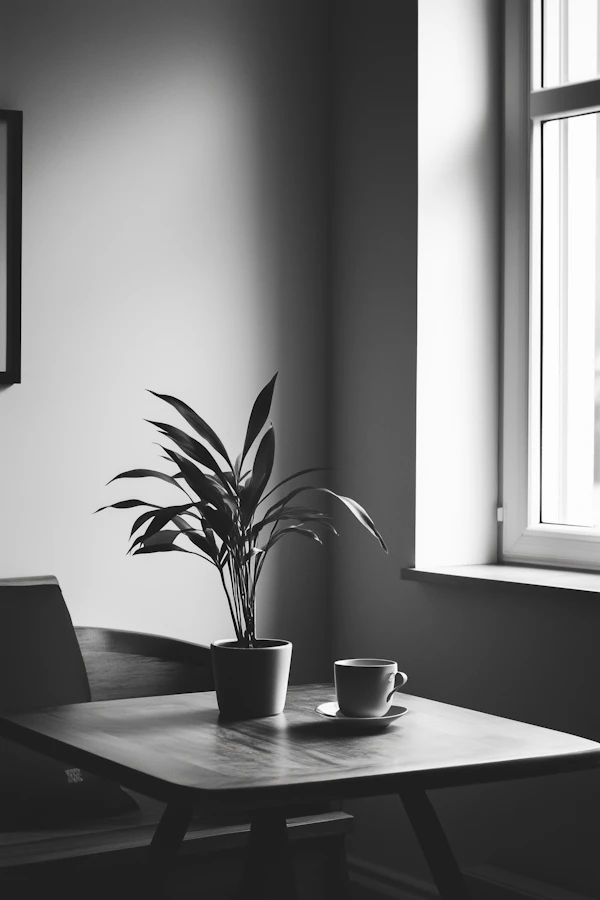 Serene Indoor Scene with Plant and Cup