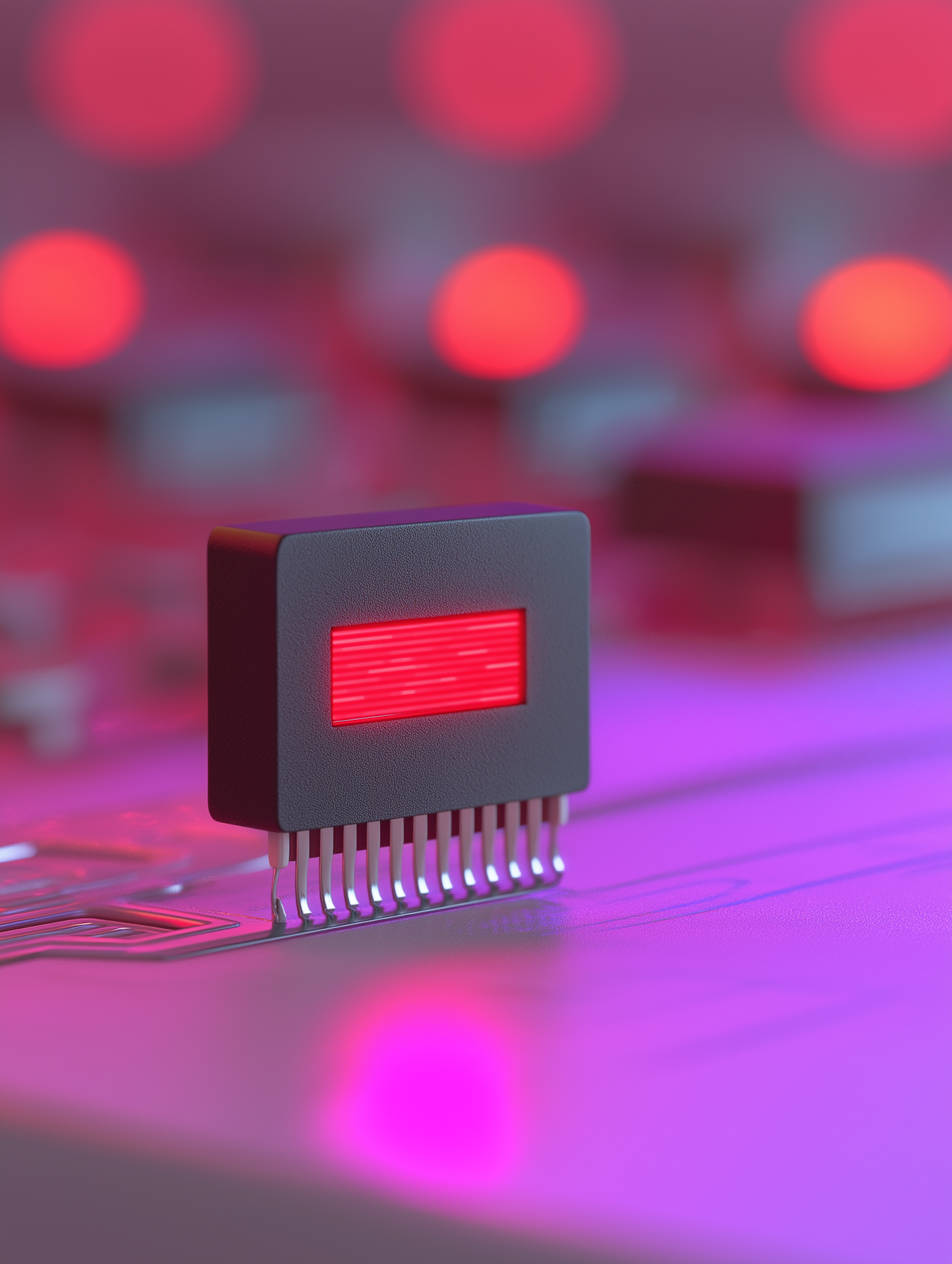 Glowing Microchip Close-Up