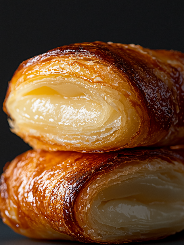 Close-up of Stacked Croissants