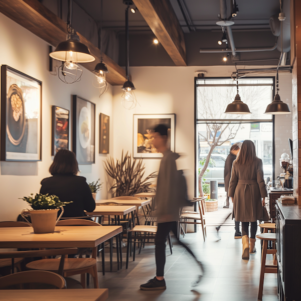 Cozy Café Ambiance with Central Figure