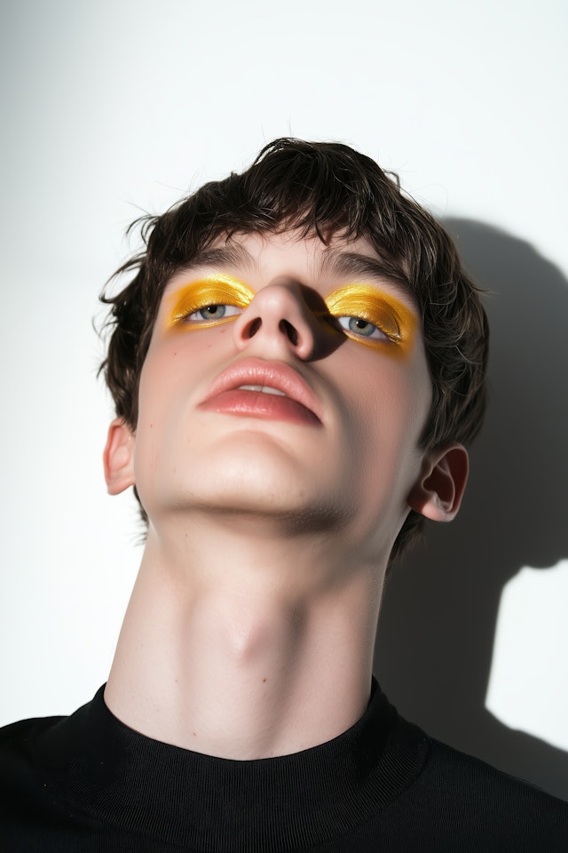 Striking Pose with Metallic Yellow Eyeshadow