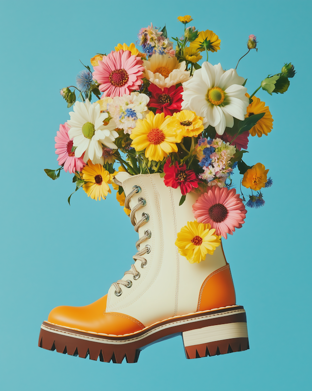 Boot with Flower Bouquet