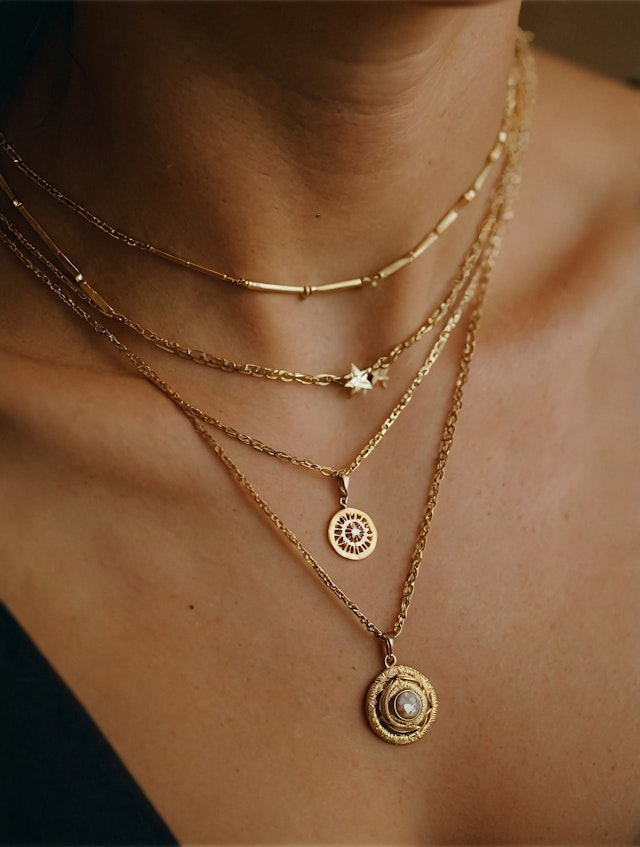 Close-up of Gold Necklaces