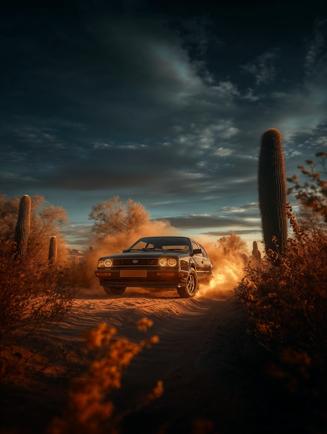 Vintage Car in Desert