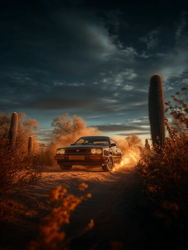Vintage Car in Desert