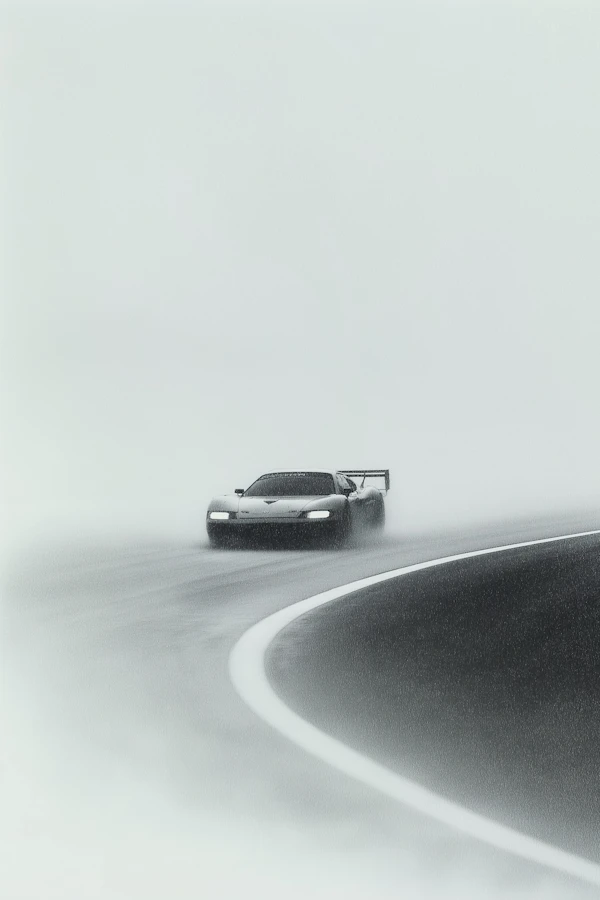Foggy Road Sports Car