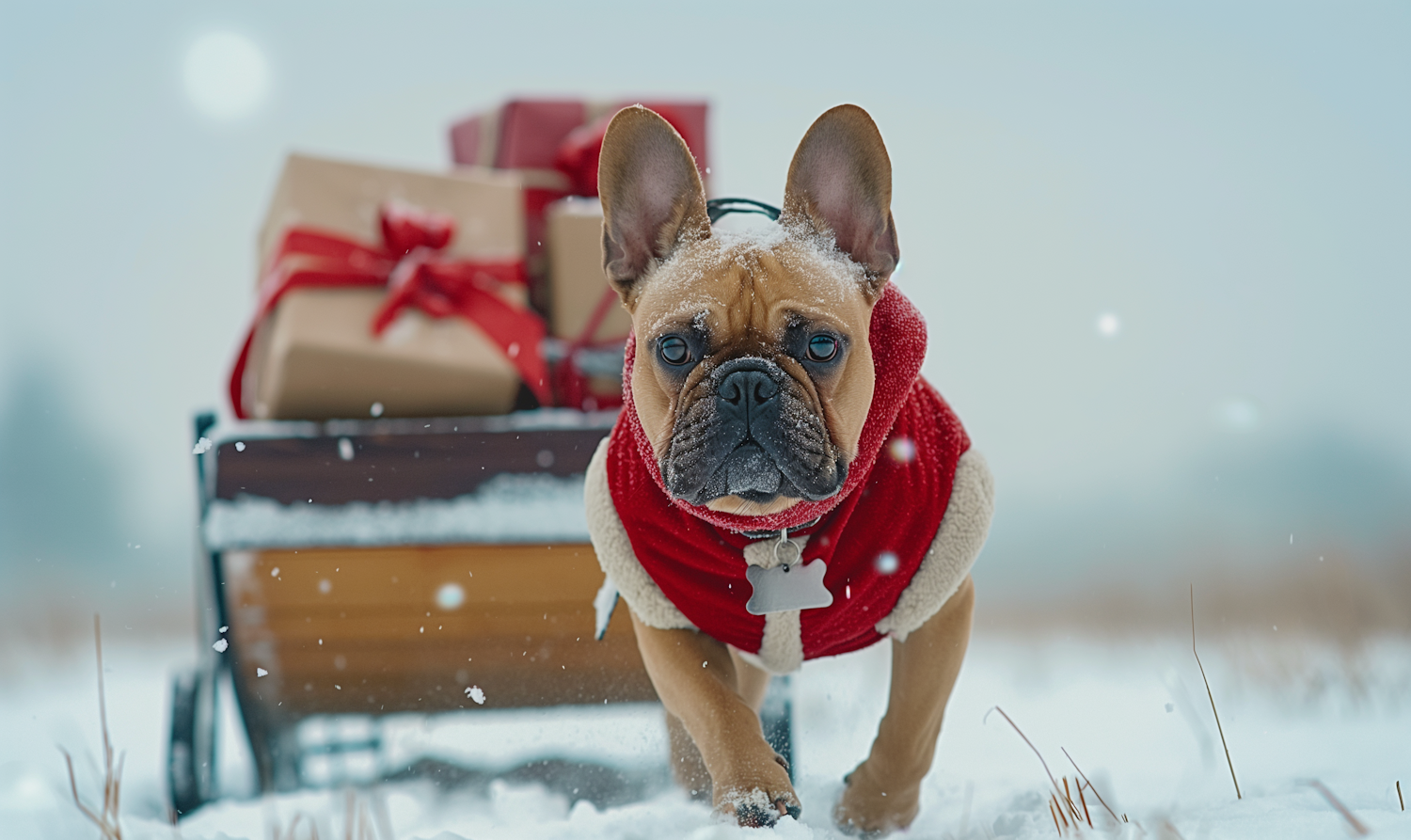 French Bulldog in Winter Wonderland