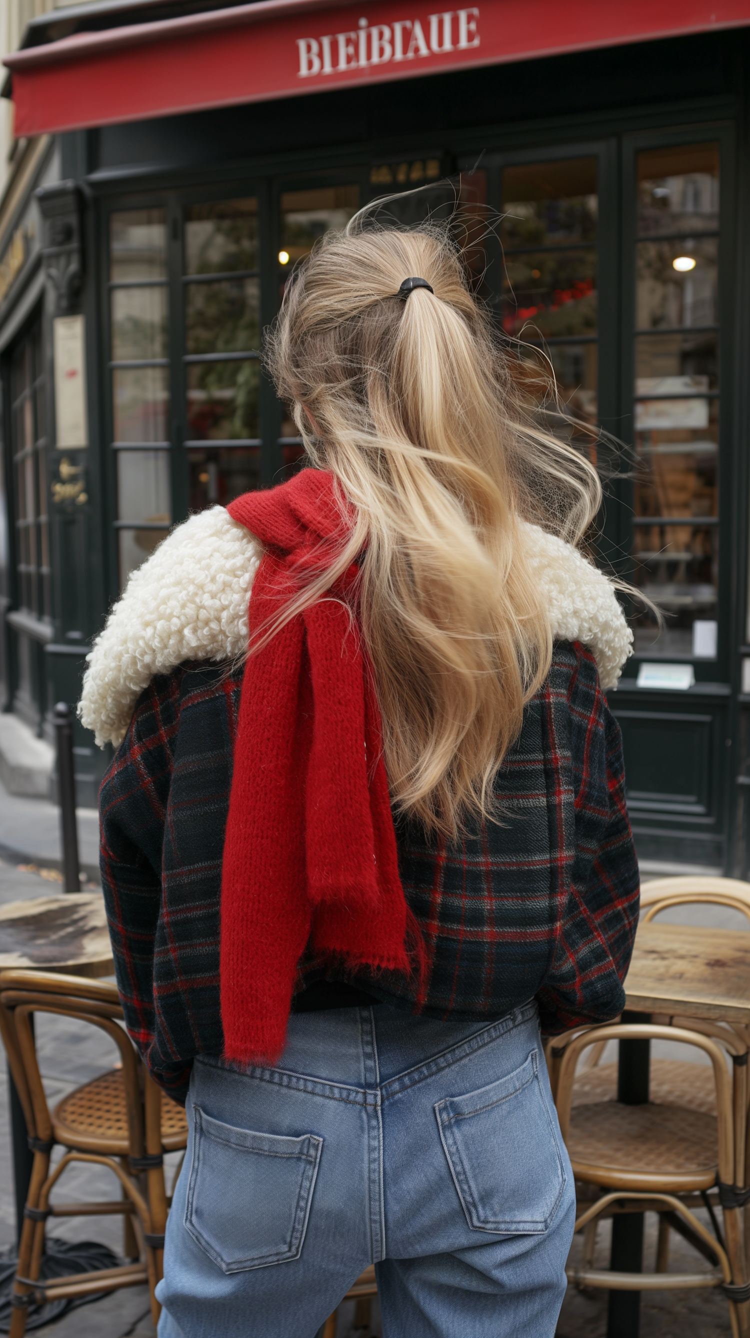 Fashionable Woman at Sidewalk Café