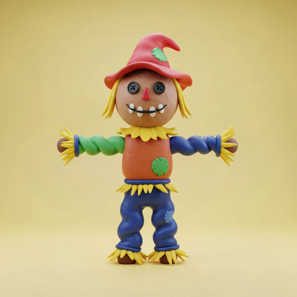 Whimsical Clay Scarecrow