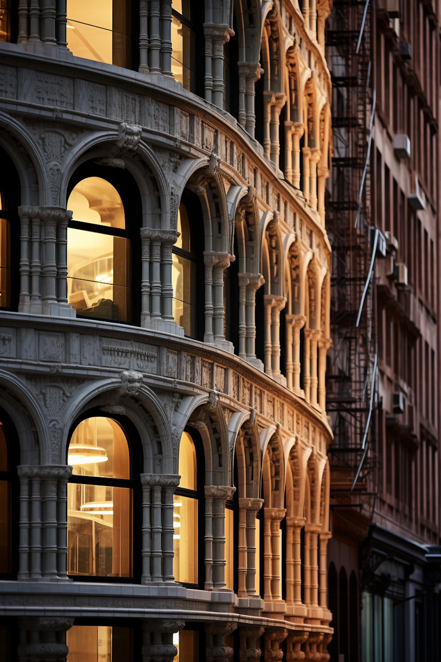 Golden Hour Grandeur: Classical Arches in Warm Light