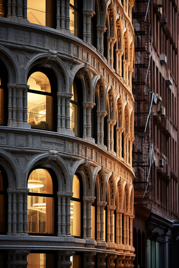 Golden Hour Grandeur: Classical Arches in Warm Light