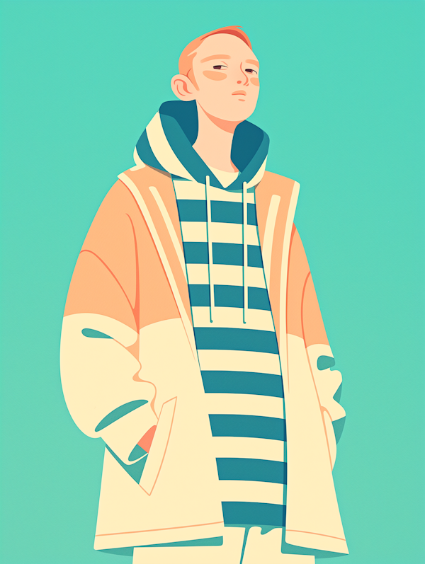 Stylized Person in Oversized Jacket