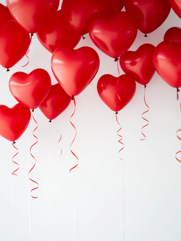 Heart Balloons Against White Background