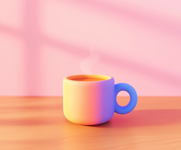 Colorful Coffee Mug on Wooden Surface