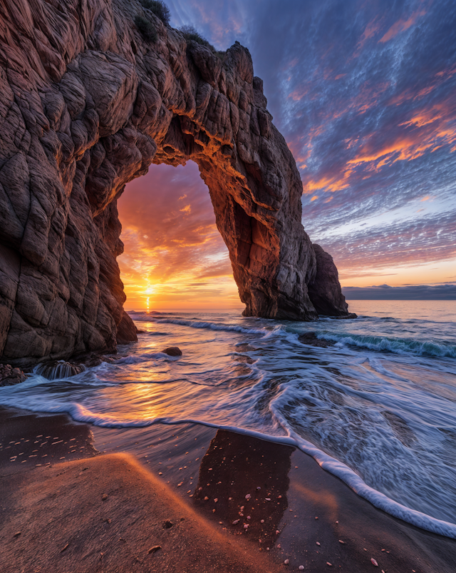 Seaside Natural Arch at Twilight