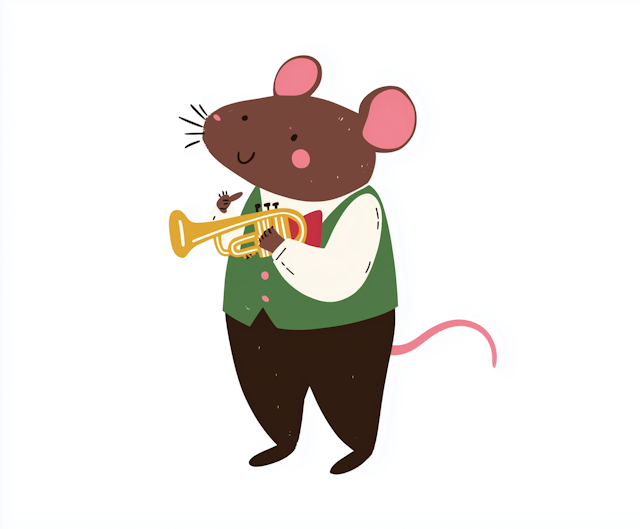 Charming Cartoon Mouse with Trumpet