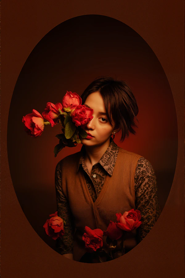 Woman with Red Roses