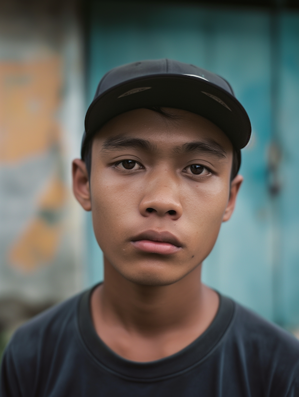 Close-up Portrait of Young Man in Urban Setting