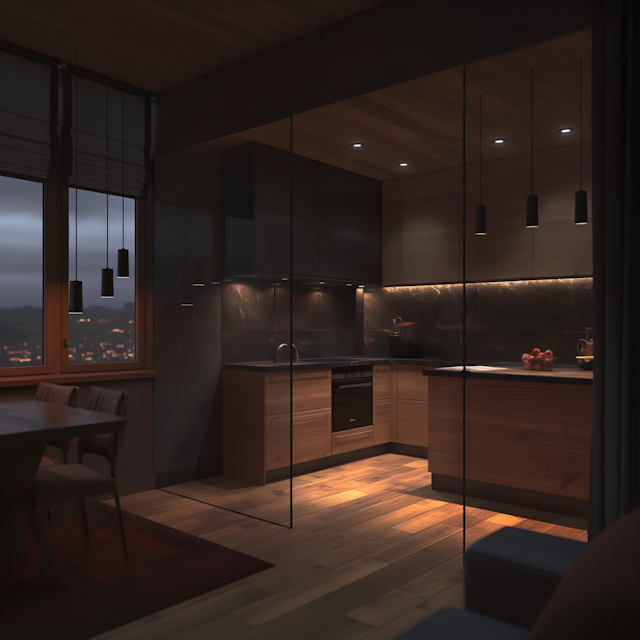 Contemporary Kitchen at Night