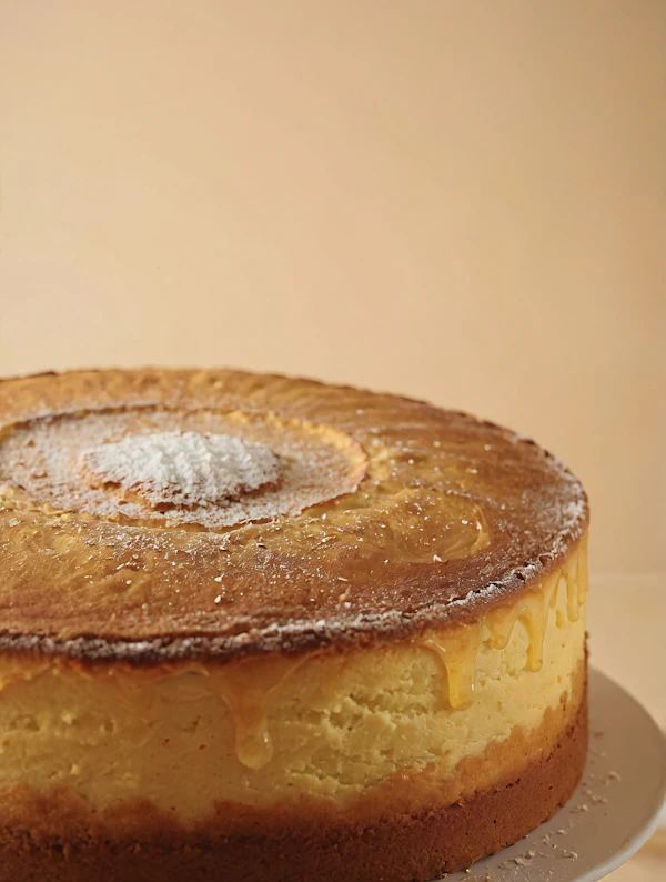 Golden Cheesecake Close-Up