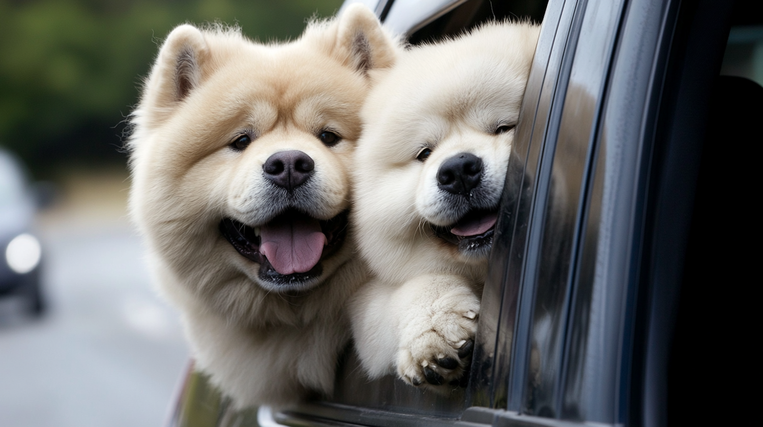 Joyful Dogs in Car