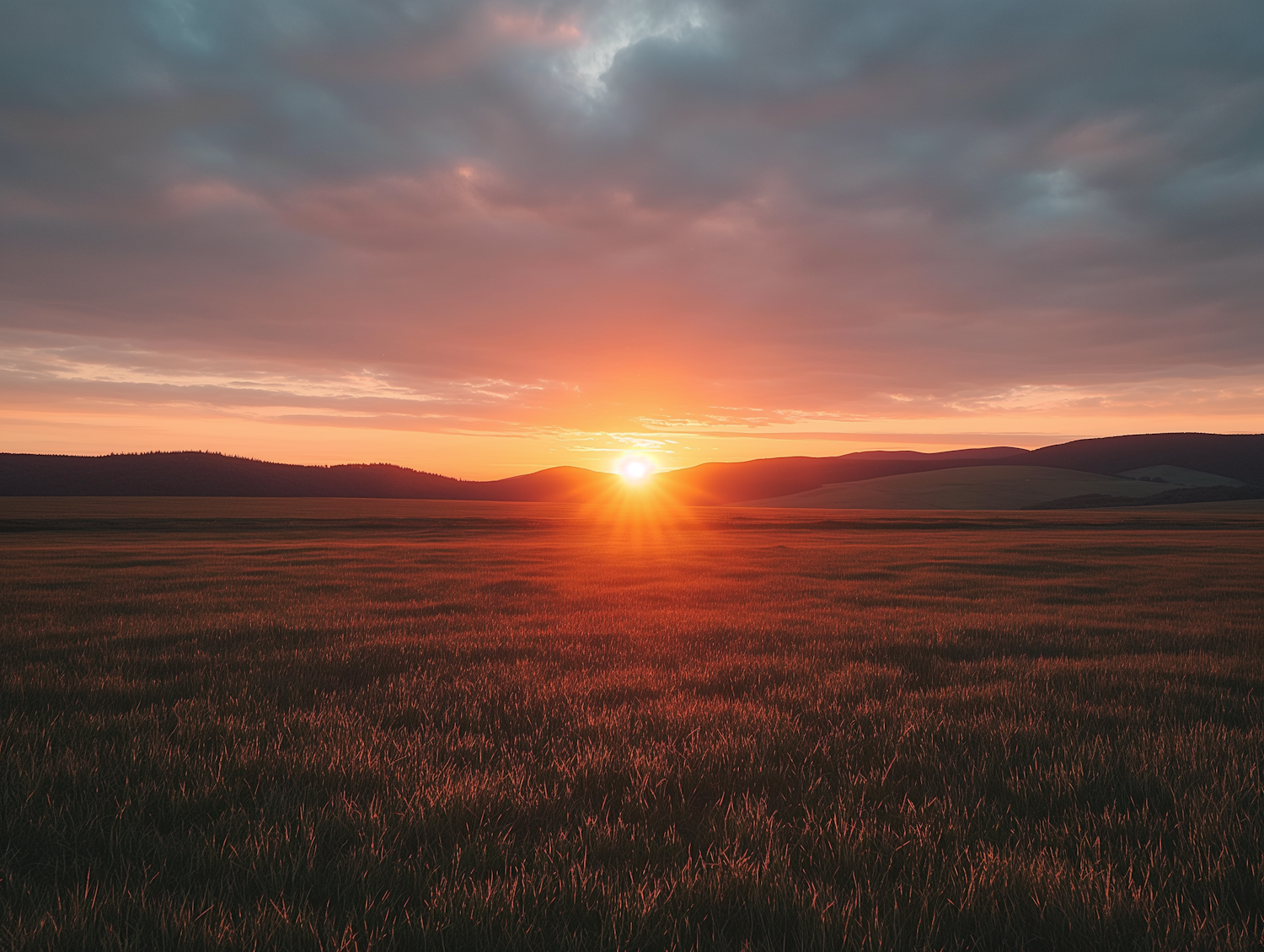 Serene Sunset Over Vast Field