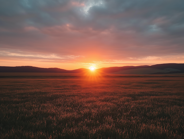 Serene Sunset Over Vast Field