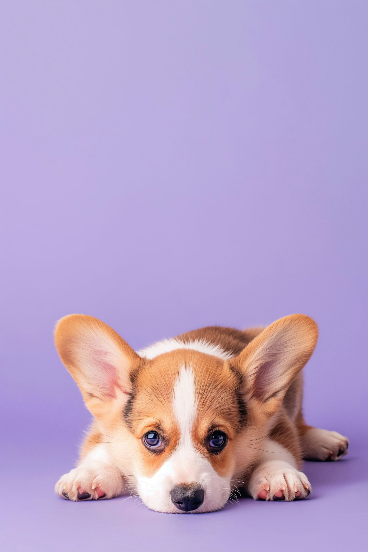 Adorable Corgi Puppy on Purple Background