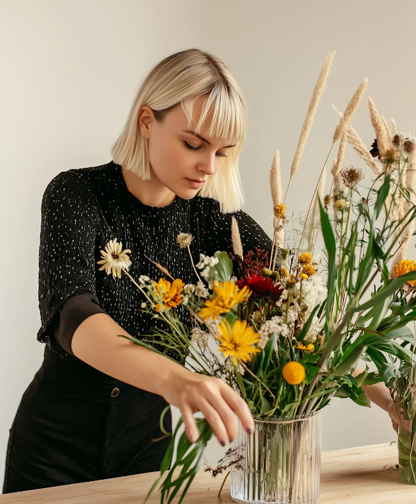 Woman Arranging Flowers