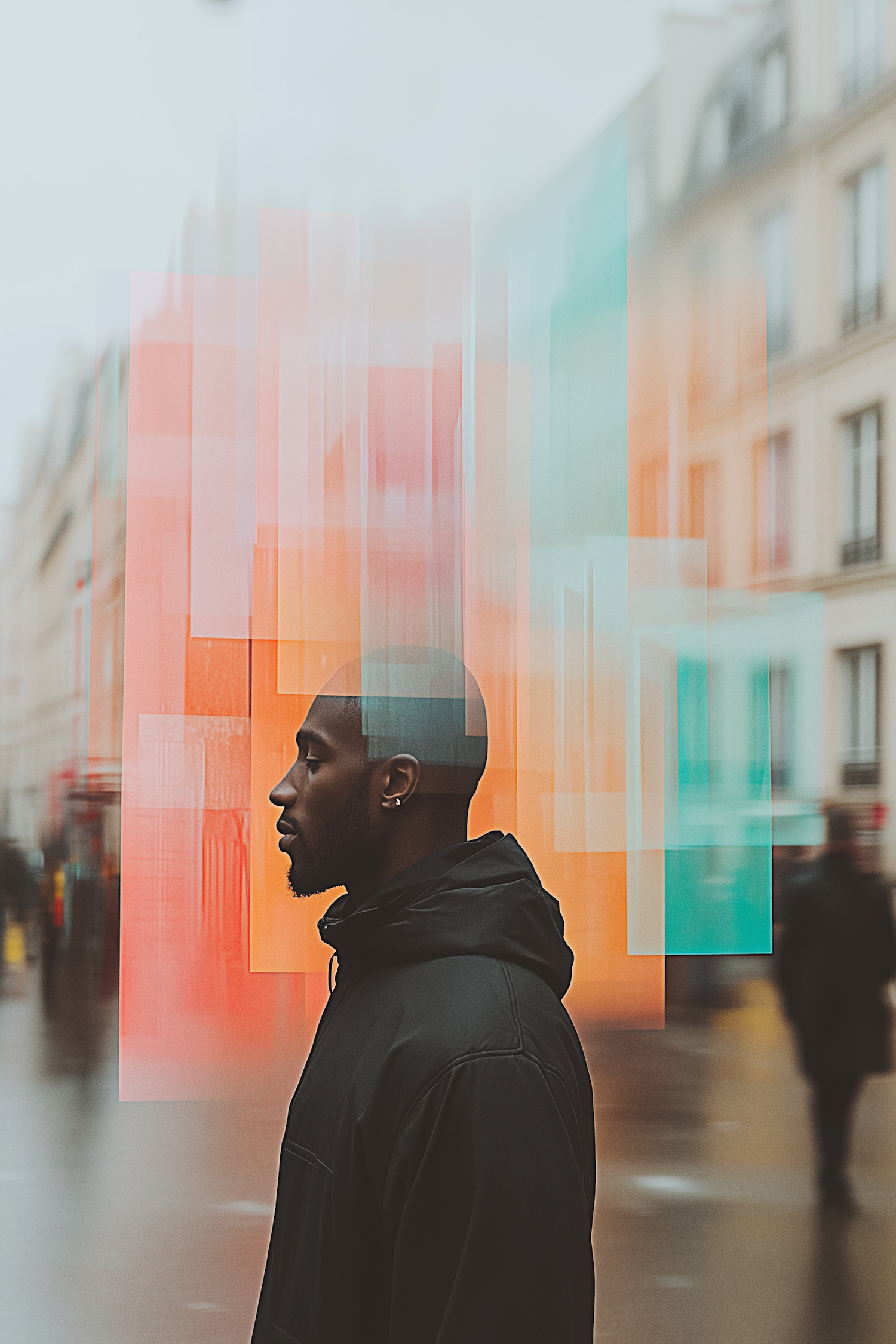 Man with Geometric Background