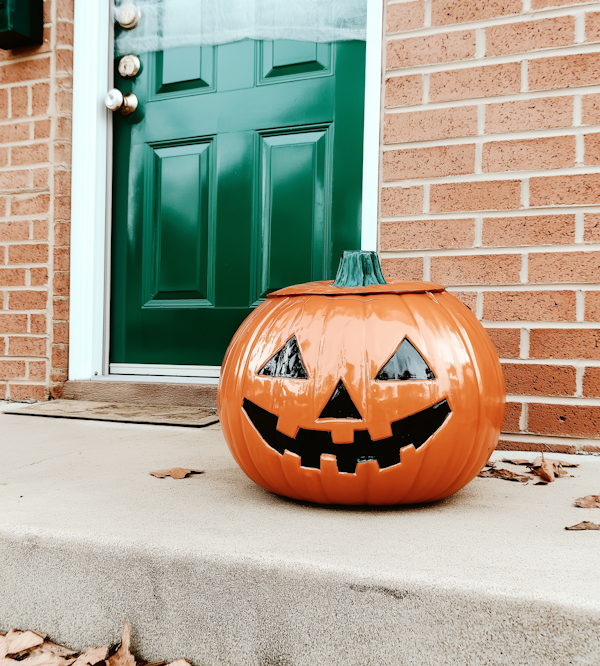 Halloween Jack-o'-Lantern on Doorstep