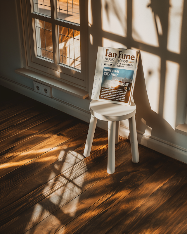 Sunlit Indoor Scene with Newspaper on Stool