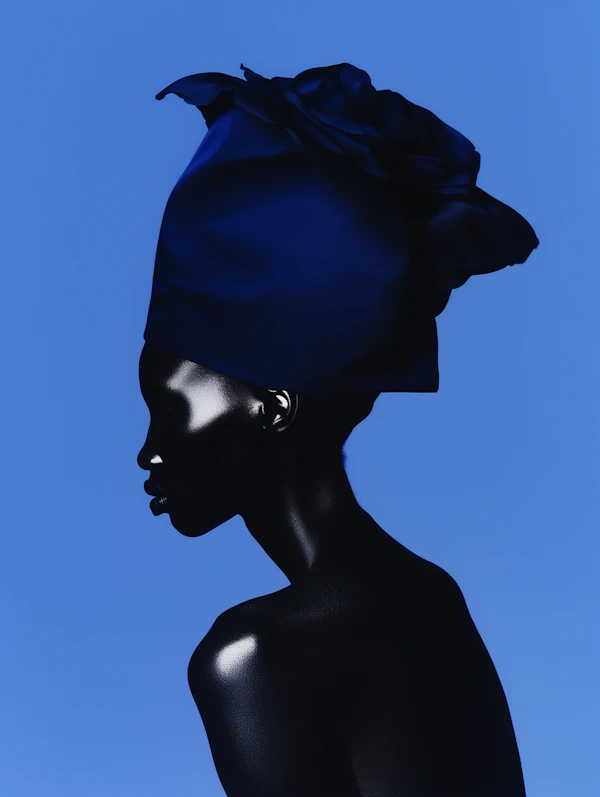 Striking Profile with Blue Headwrap