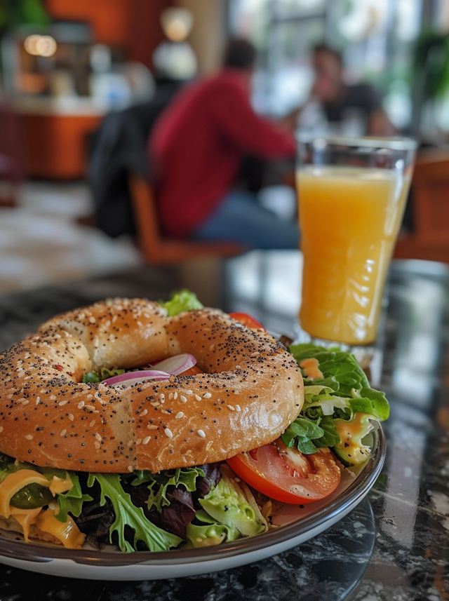 Bagel Sandwich Brunch Scene