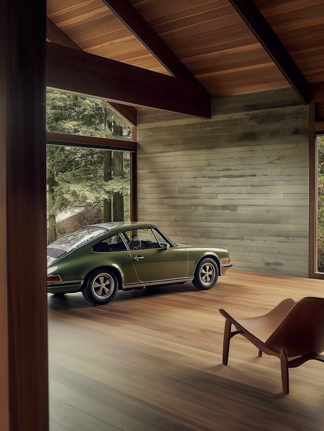 Classic Porsche in Wooden Garage