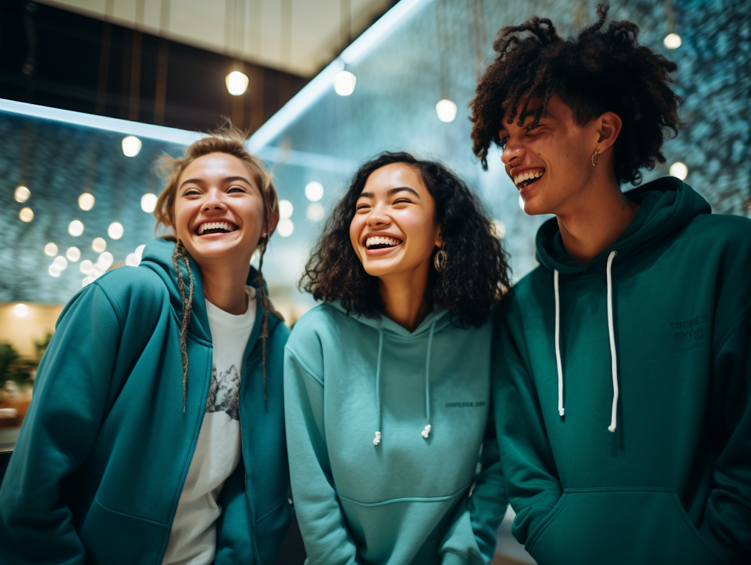 Joyful Trio in Teal and Green