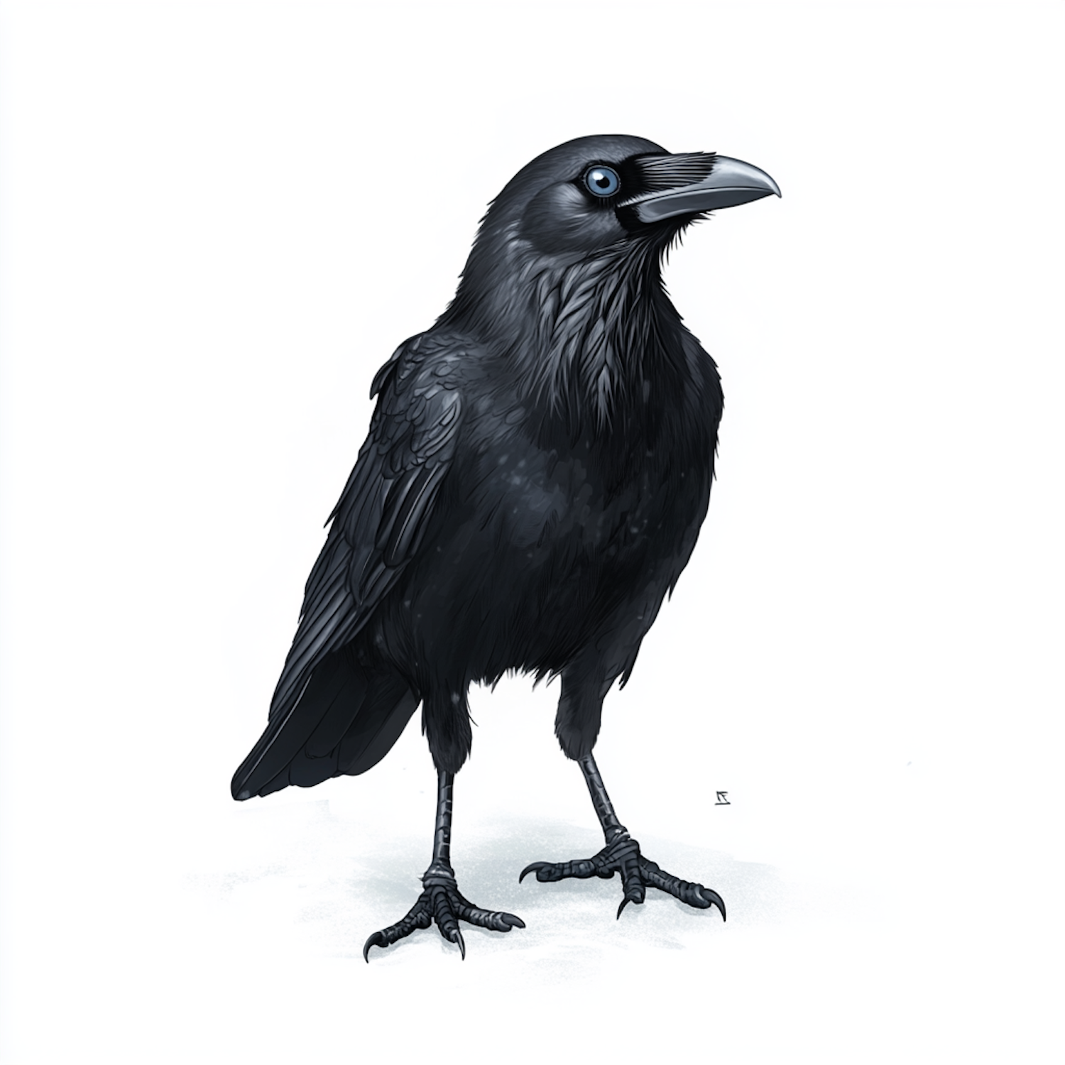 Detailed Illustration of a Crow