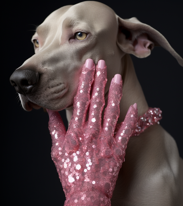 Sophisticated Whimsy: A Weimaraner's Human Pose