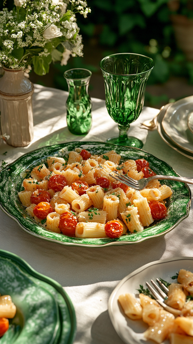 Elegant Outdoor Pasta Setting