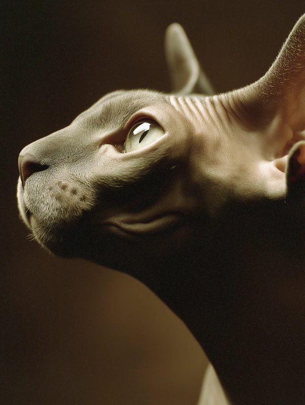 Portrait of a Grey Sphynx Cat