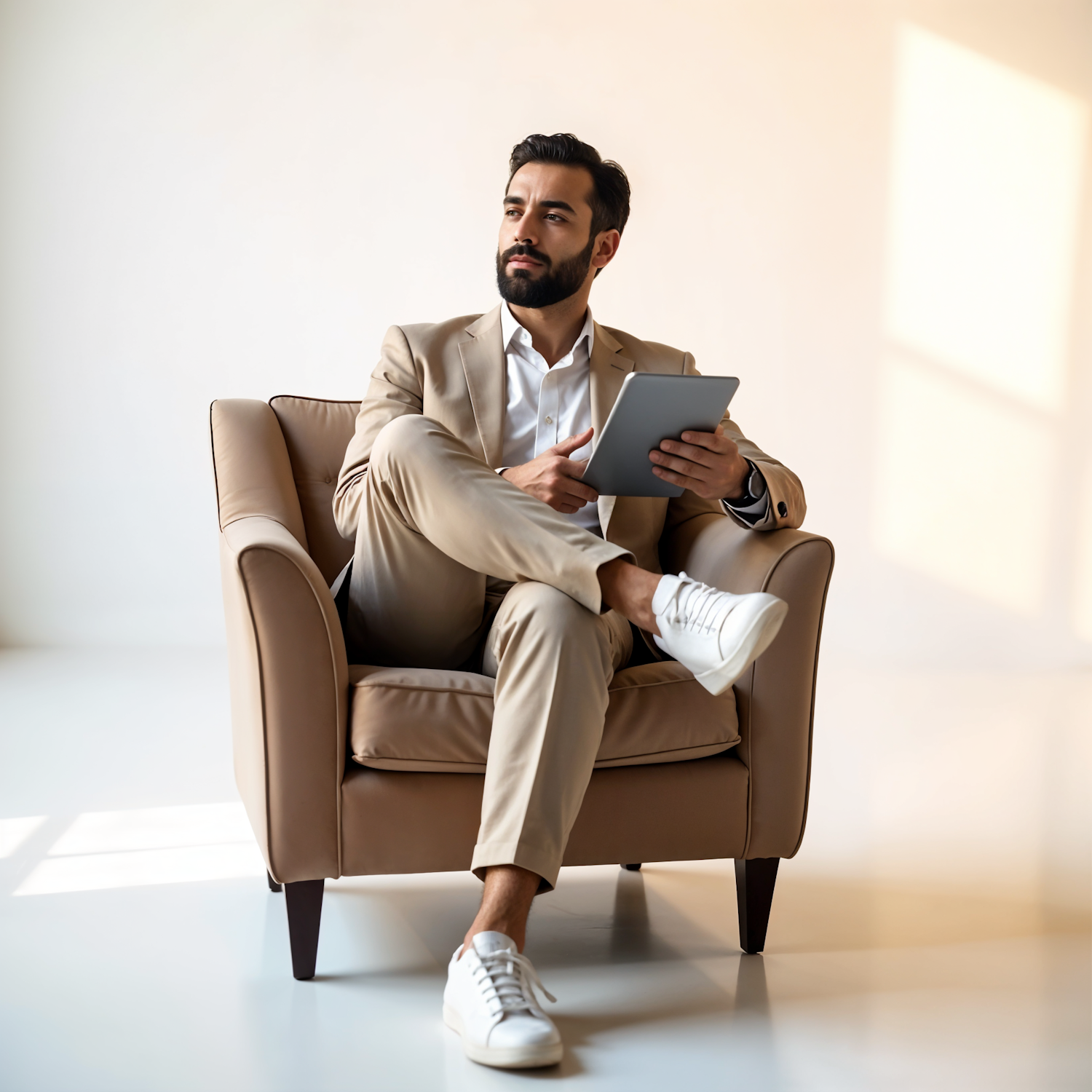 Man in Minimalist Room