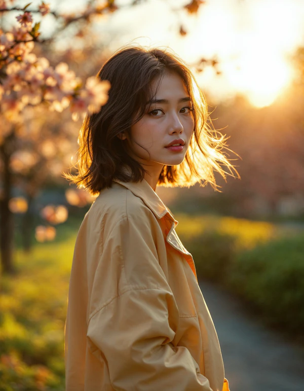 Sunset Portrait of a Young Woman