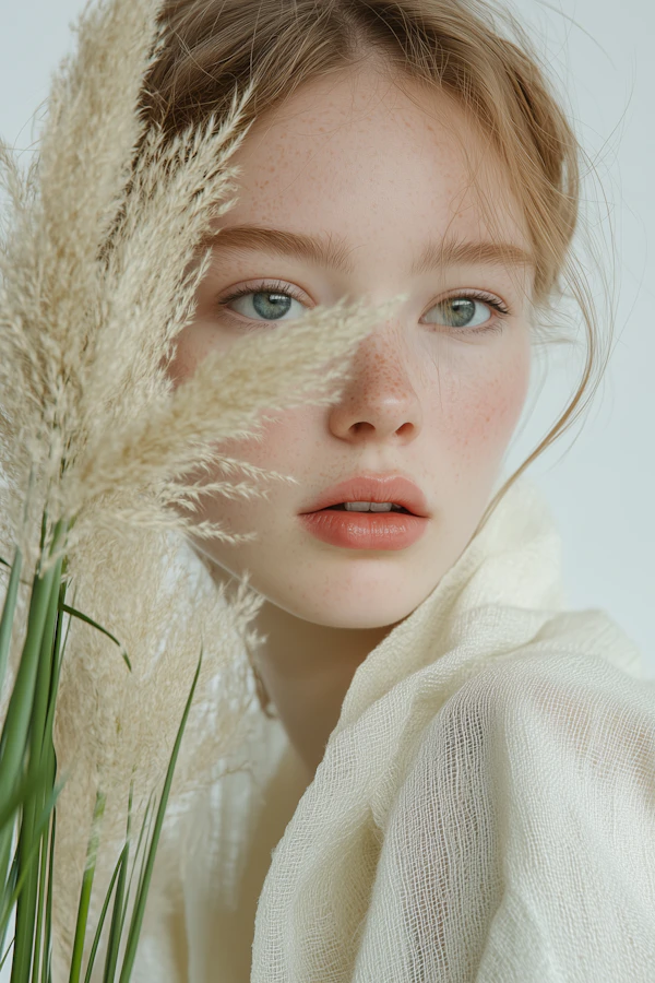 Portrait of a Young Woman with Pampas Grass